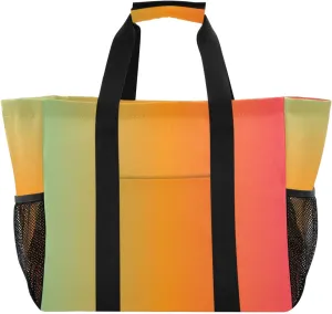 ODAWA Water-resistant Green Red Gradient Beach Bag Tote for Sports and Gym, Canvas Tote Bag for Vacation