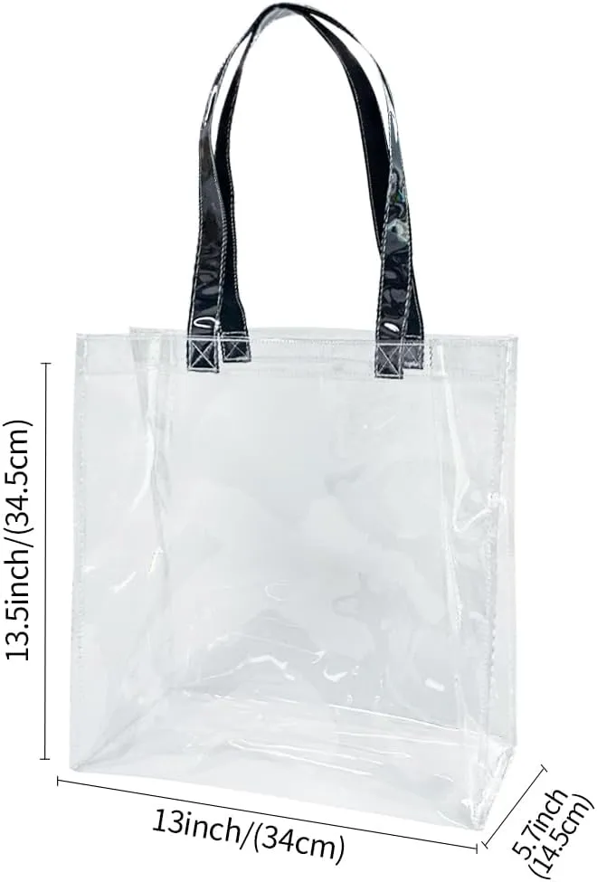 ONEART Stadium Clear Tote Bag, Portable PVC Handbag with Handles, Transparent Solid Construction