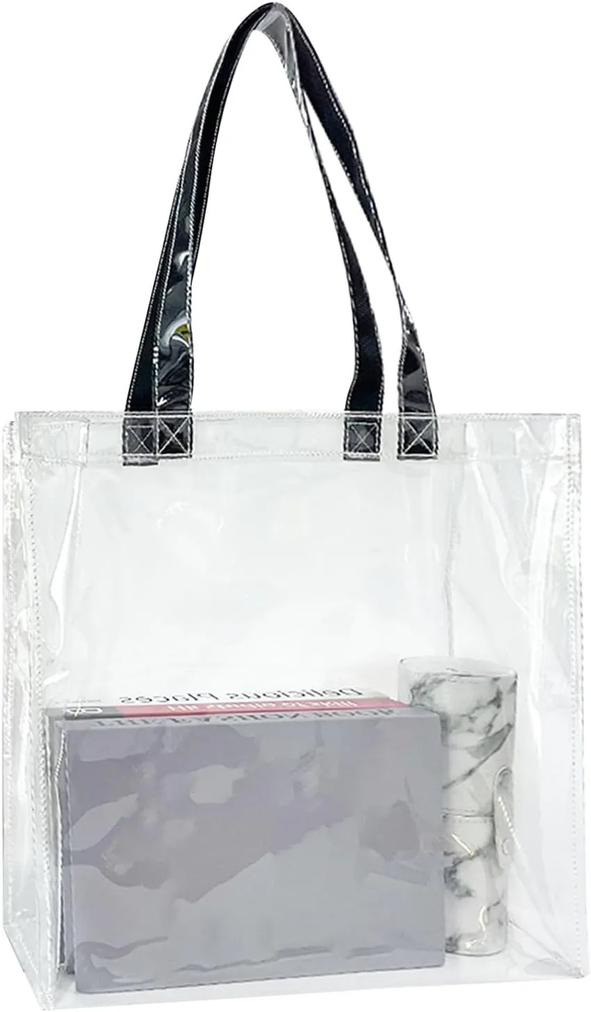 ONEART Stadium Clear Tote Bag, Portable PVC Handbag with Handles, Transparent Solid Construction