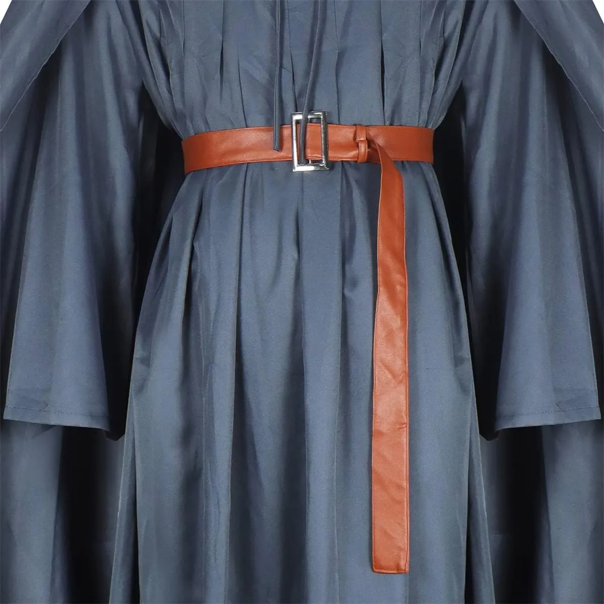 Pagan Tunic Costume Wizard Cloak Robe with Hat Full Set Halloween Cosplay Costume Gray Adult