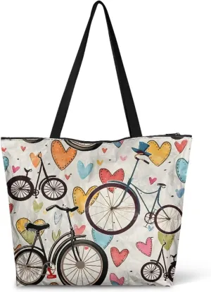 Paper Bag Shoulder Bag with Zippers, Butterfly Flowers Lightweight Large Shopping Beach Totes Bags Book Tote