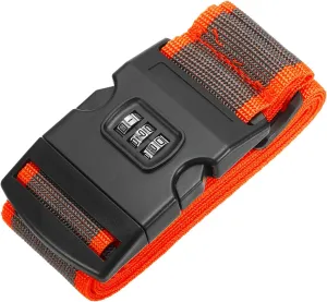 PATIKIL Luggage Straps, Suitcase Straps Adjustable Luggage Belts Strap with Combination Lock for Luggage Suitcases Travel, Gray Orange