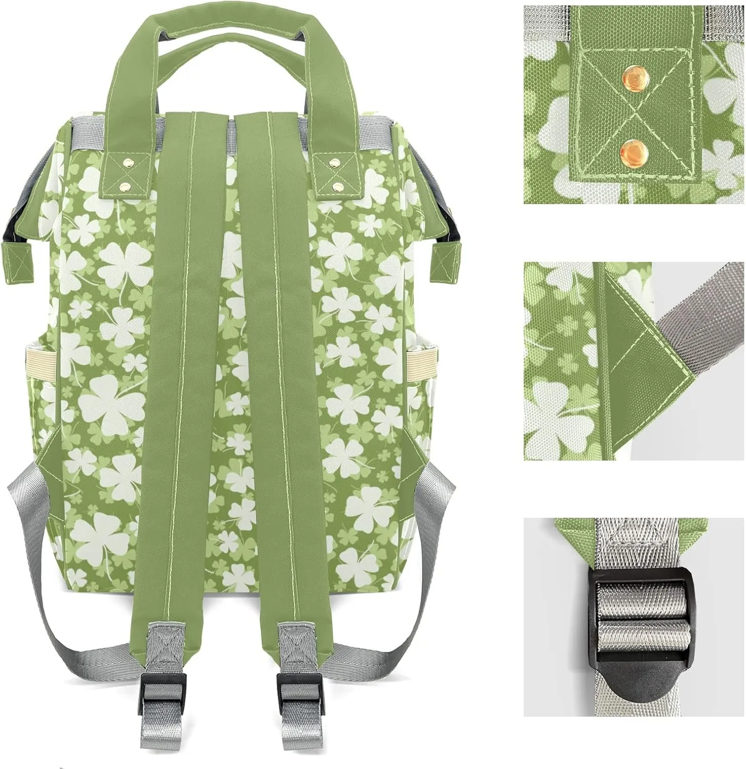Personalized Clover Diaper Bag Shoulder Backpacks with Name Nursing Bags for Boys Girls