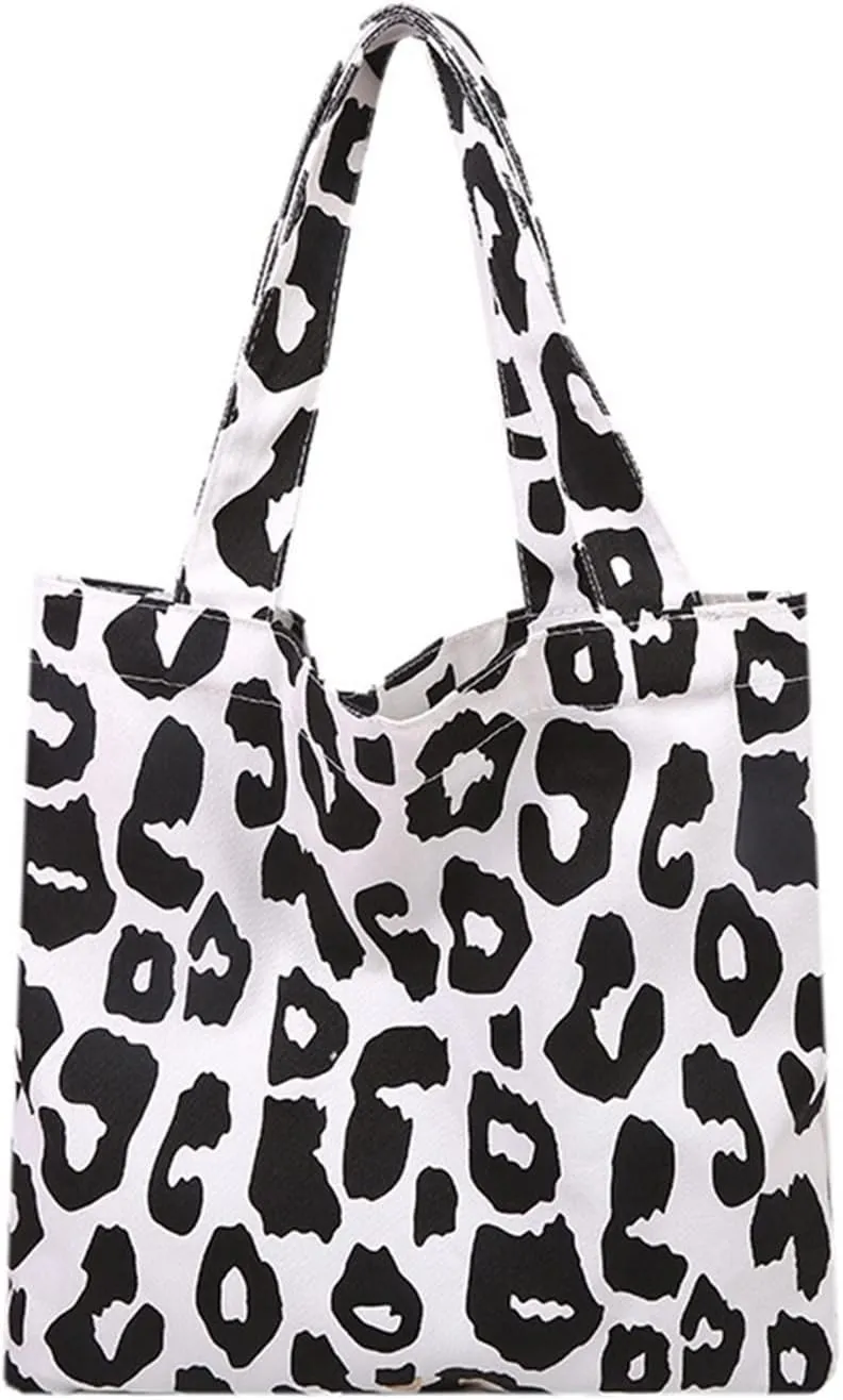 Pink Leopard Shoulder Bag Women's Large Capacity Casual Totes Ladies Cute Canvas Bags Bucket 2022 NEW (Color : Black)