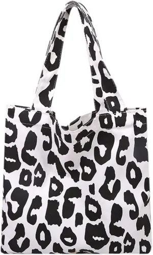 Pink Leopard Shoulder Bag Women's Large Capacity Casual Totes Ladies Cute Canvas Bags Bucket 2022 NEW (Color : Black)