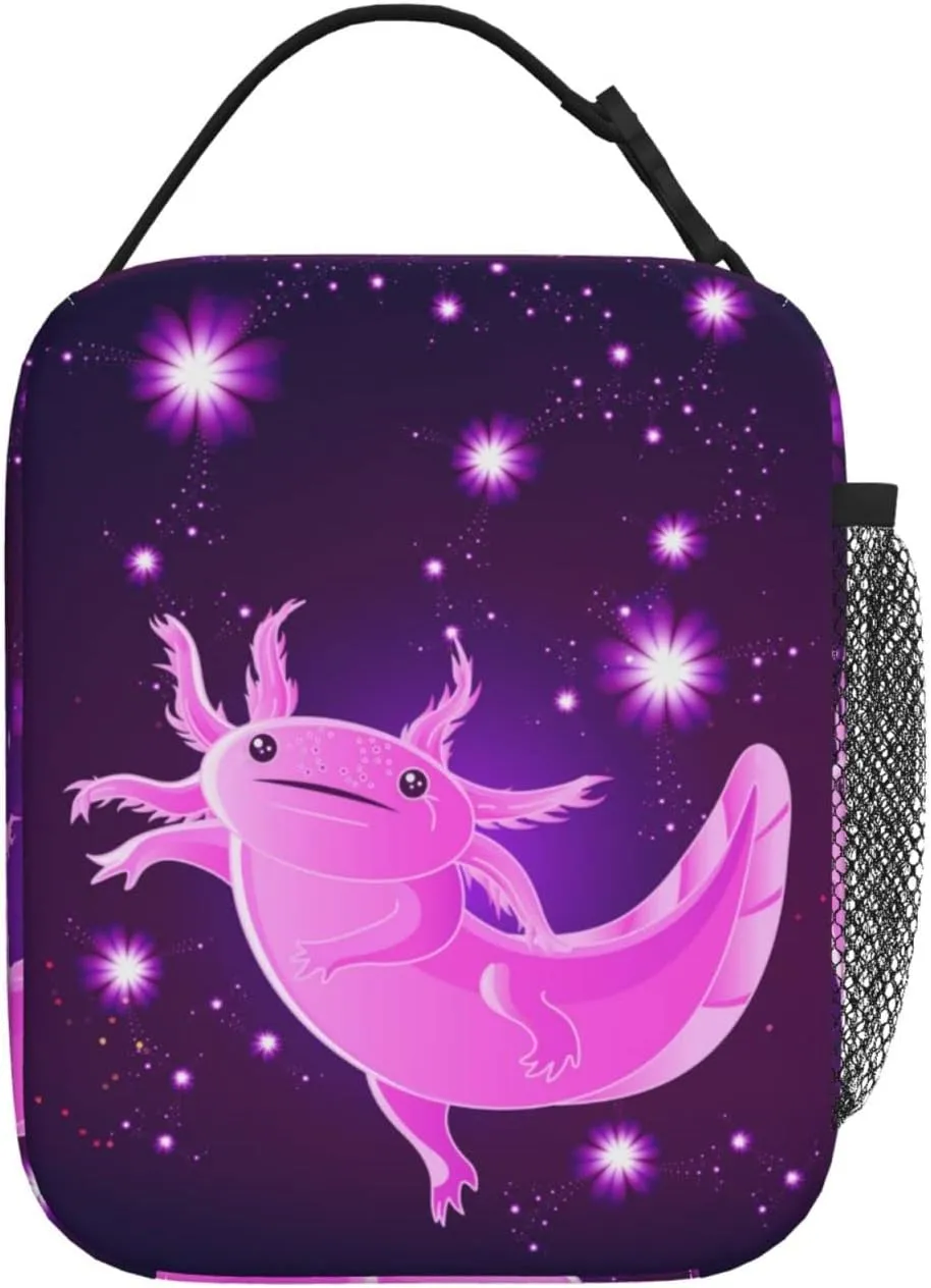 Purple Axolotl Lunch Box Lunch Box Reusable Insulated Totes Lunch Bag Thermal Cooler For Boy Girls School Men Women Beach Picnic Travel