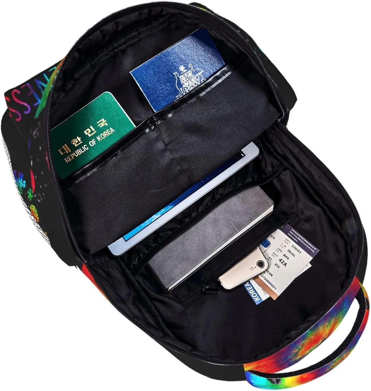 Puzzle Pieces Tie Dye Autism Awareness Backpack Double Shoulder Bag 15 Inch Laptop Bagpack for Hiking Work Camping Travel