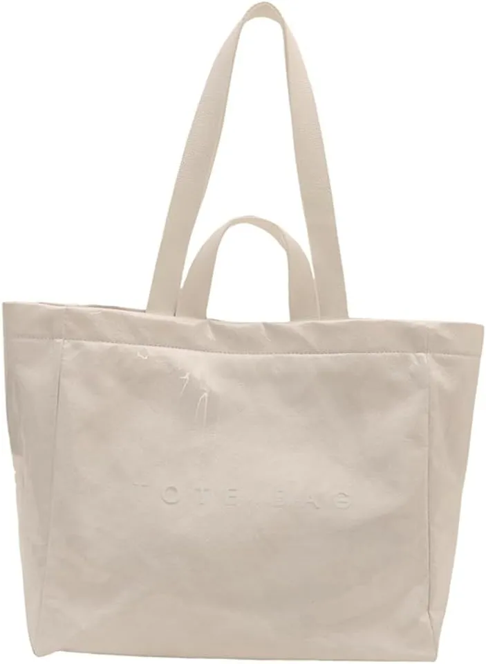PVC Tote Bag for Women Clear Totes Bags Large Plastic Carry All Bag Kraft Paper Hobo Shoulder Handbag for Work Travel