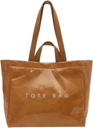 PVC Tote Bag for Women Clear Totes Bags Large Plastic Carry All Bag Kraft Paper Hobo Shoulder Handbag for Work Travel