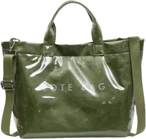 Pvc Tote Bag, Womens Letters Print Tote Bag Large, Work Plastic Letter Print Totes Bags with Shoulder Strap