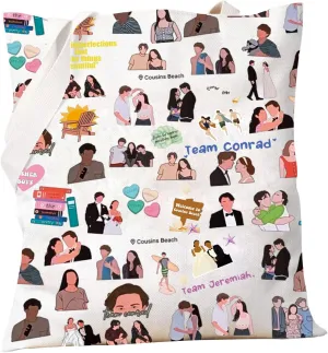 PXTIDY Family Summer Vacation Gift Turn Pretty Summer TV Show Characters Tote Bag Jeremiah & Belly Romantic Tv Show Gift