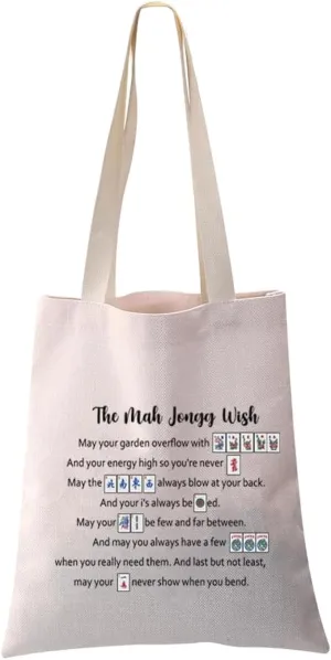 PXTIDY Mahjong Lover Gift Tote Bag for Mahjong Players