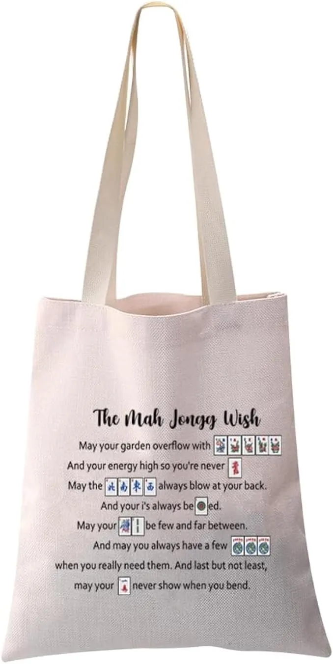 PXTIDY Mahjong Lover Gift Tote Bag for Mahjong Players