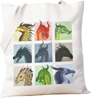 PXTIDY Wings Dragon Novel Inspired Gift Fantasy Novel Fire Dragon Tote Bag Wings Dragon Party Gifts Bookish Tote Bag
