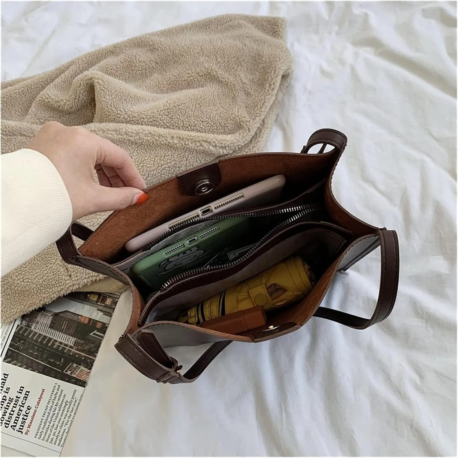 Quality Women Tote Bag Shoulder Leather Handbag Luxury Totes Large Capacity Solid Color Shopper Bag For Women
