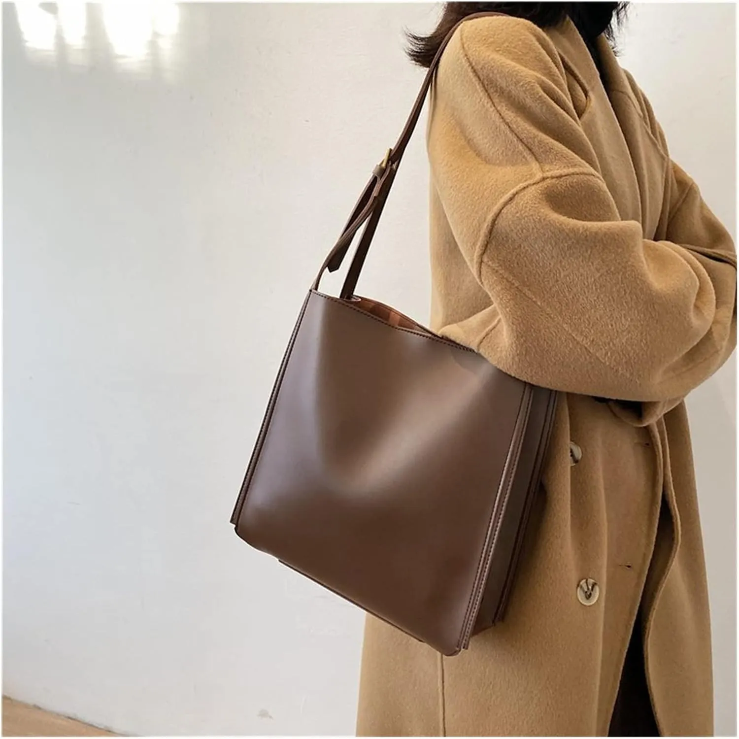 Quality Women Tote Bag Shoulder Leather Handbag Luxury Totes Large Capacity Solid Color Shopper Bag For Women