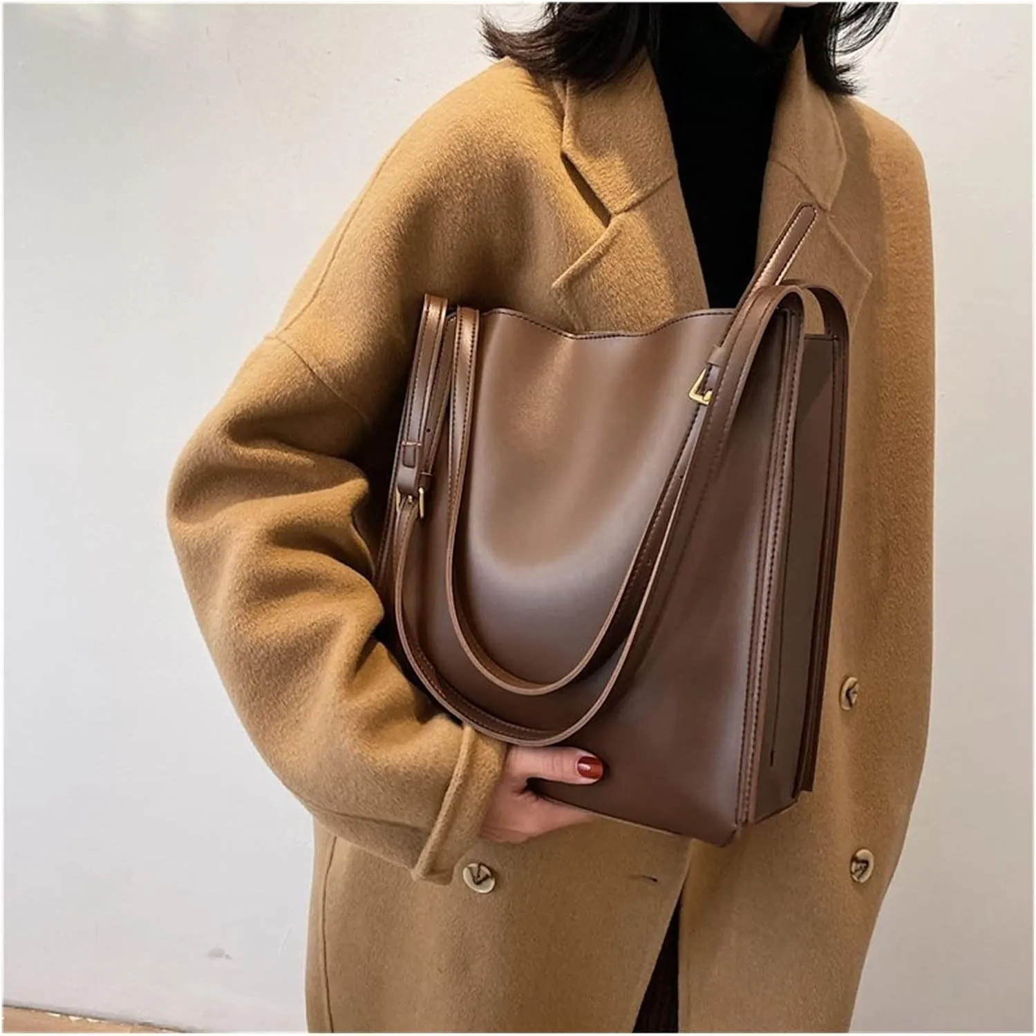 Quality Women Tote Bag Shoulder Leather Handbag Luxury Totes Large Capacity Solid Color Shopper Bag For Women