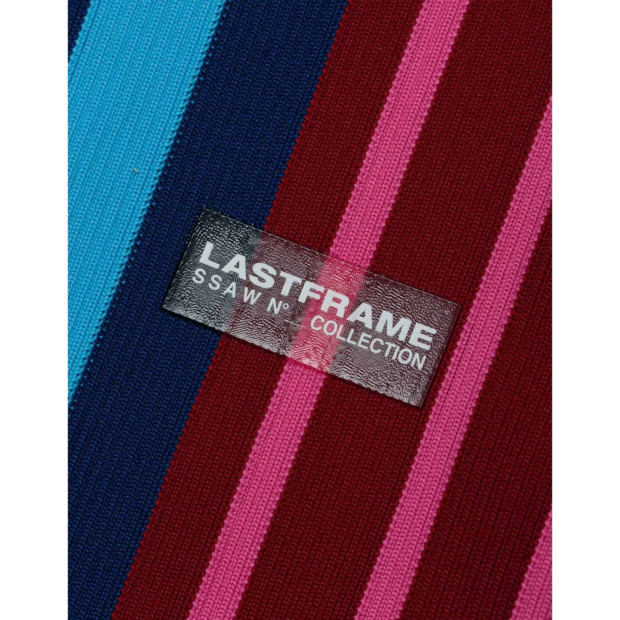 RANDOM STRIPE MARKET BAG SMALL / BORDEAUX x NEON PINK