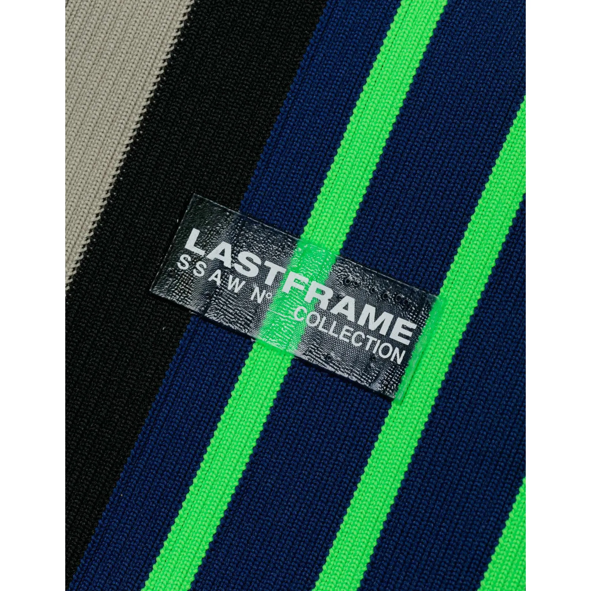 RANDOM STRIPE MARKET BAG SMALL / NAVY x NEON GREEN