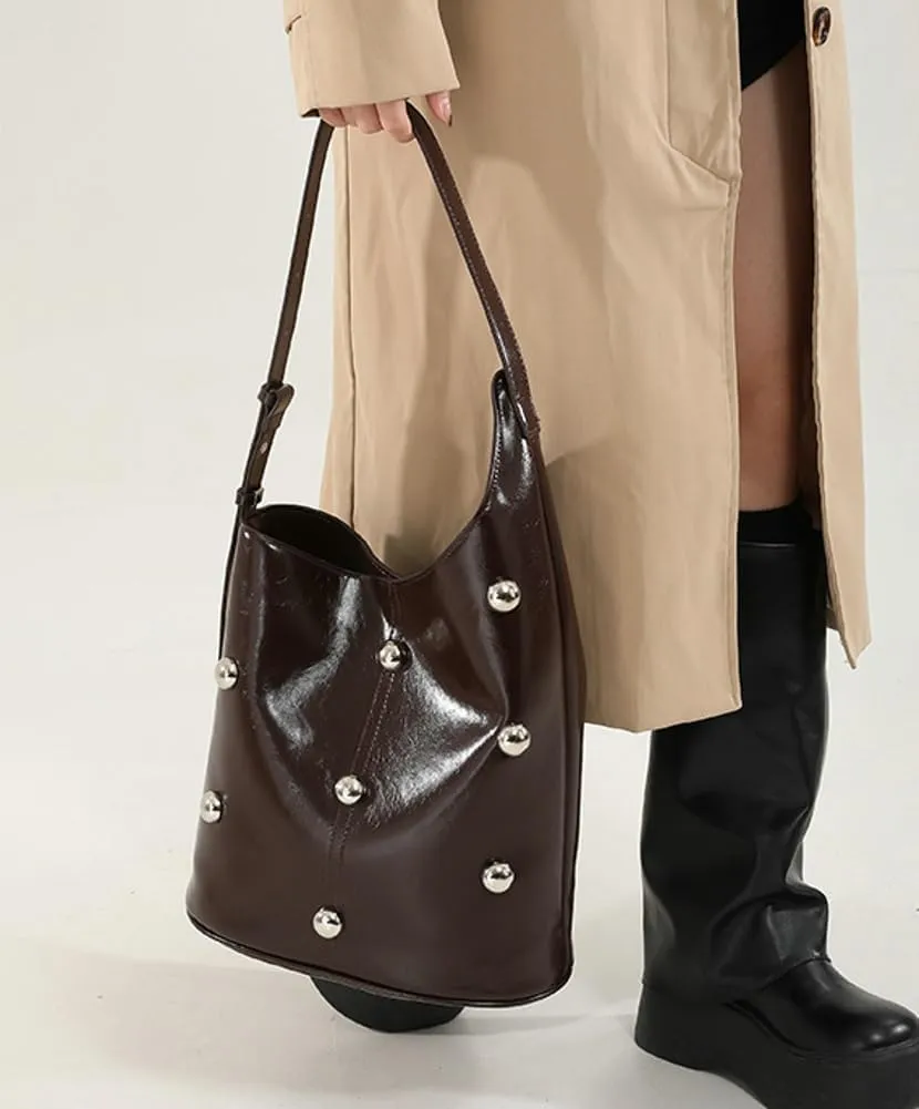 Retro Bucket Bags for Women Trendy Shoulder Handbag Ladies Designer Purses for Commuting Large-Capacity Satchels