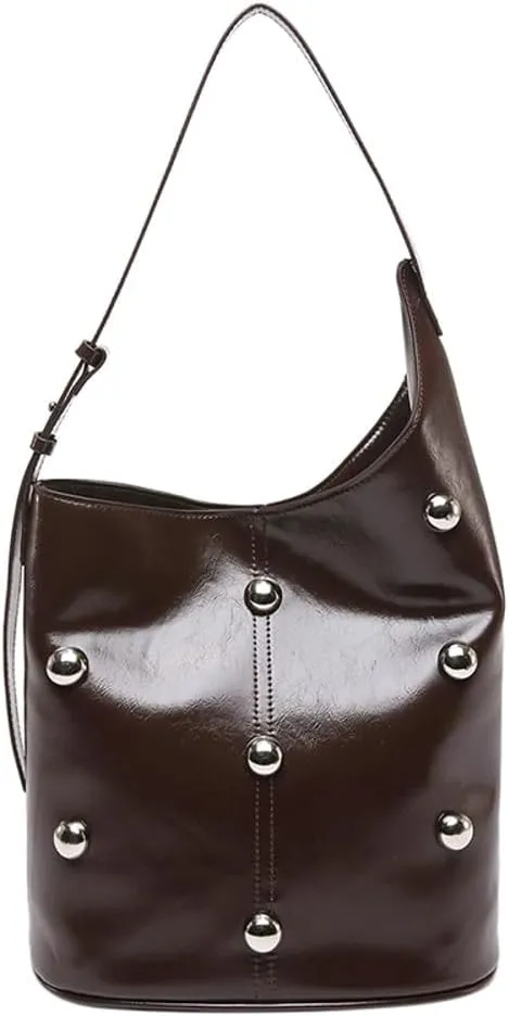 Retro Bucket Bags for Women Trendy Shoulder Handbag Ladies Designer Purses for Commuting Large-Capacity Satchels