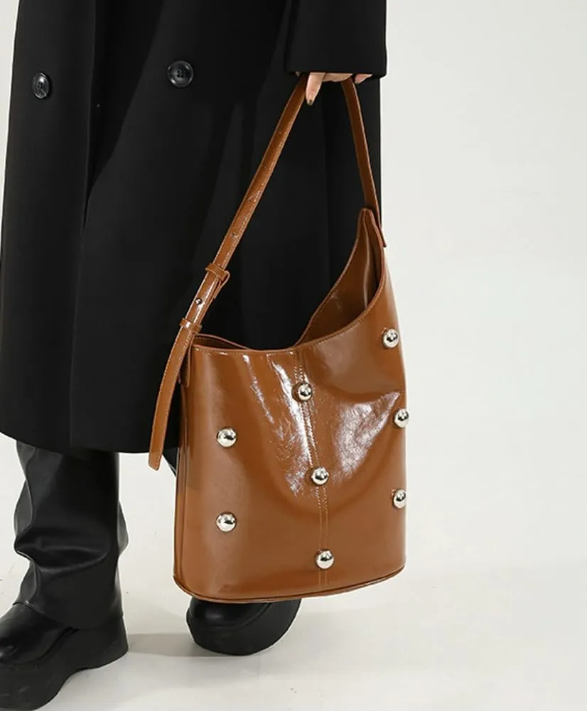 Retro Bucket Bags for Women Trendy Shoulder Handbag Ladies Designer Purses for Commuting Large-Capacity Satchels