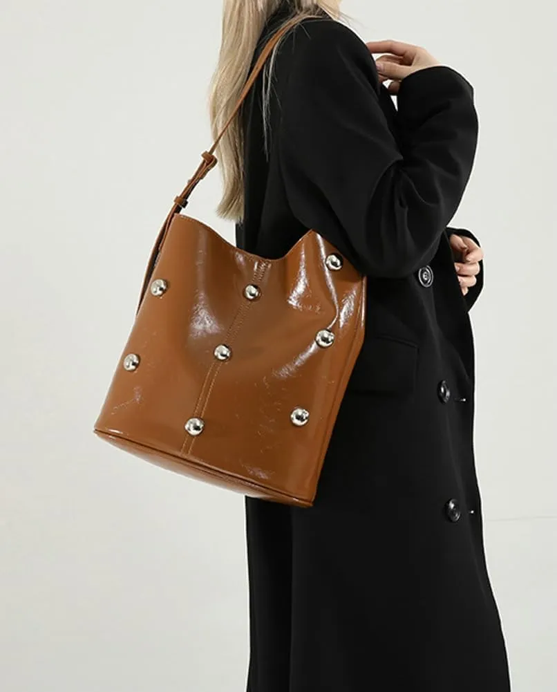Retro Bucket Bags for Women Trendy Shoulder Handbag Ladies Designer Purses for Commuting Large-Capacity Satchels