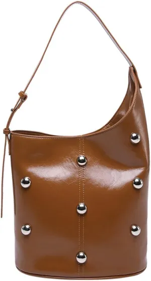 Retro Bucket Bags for Women Trendy Shoulder Handbag Ladies Designer Purses for Commuting Large-Capacity Satchels