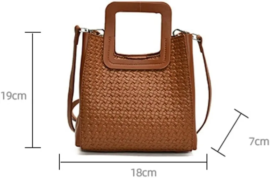 Retro Woven Crossbody Handbags For Women Clutch Satchels Shoulder Purse Ladies Trendy Bucket Bag for Work Travel