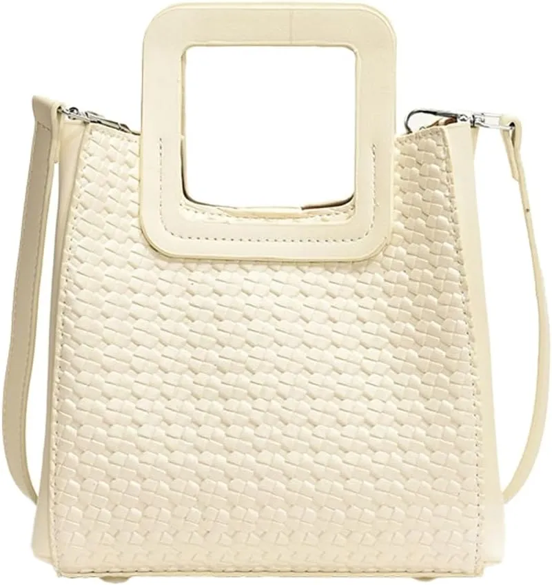 Retro Woven Crossbody Handbags For Women Clutch Satchels Shoulder Purse Ladies Trendy Bucket Bag for Work Travel
