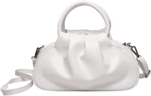 Rungion Small Cute Cloud Crossbody Shoulder Bag for Women Vegan Leather Phone Purse Pleated Top Handle Handbag Satchels