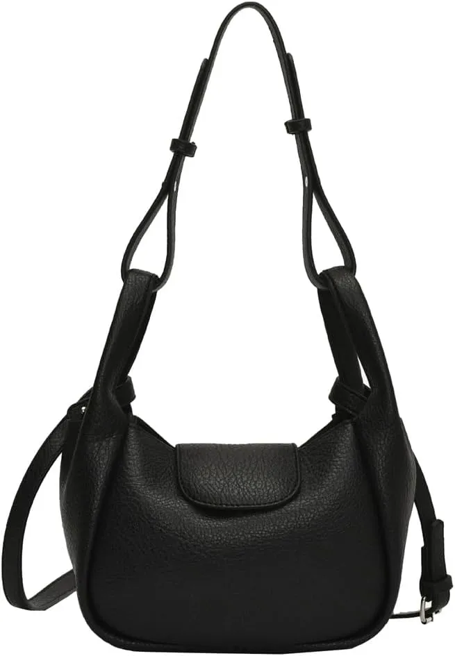 Rungion Womens Trendy Bucket Handbag Purse Small Vegan Leather Shoulder Crossbody Bag Cute Y2k Satchels 2Pcs