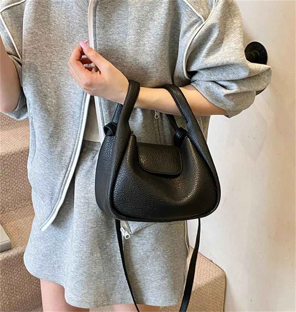 Rungion Womens Trendy Bucket Handbag Purse Small Vegan Leather Shoulder Crossbody Bag Cute Y2k Satchels 2Pcs