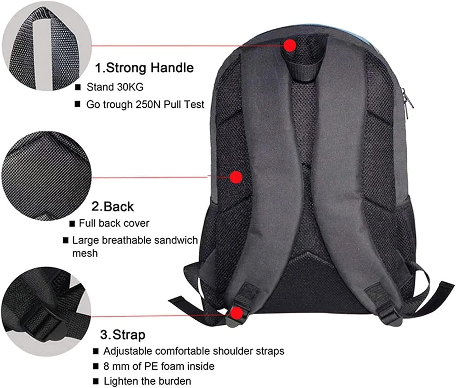 Running White Horse Print Backpack for Boys Girls Back to School Shoulder Bookbags, Insulated Thermal Lunch Totes, Cooler Water Bottle Sleeve, 3pcs/set