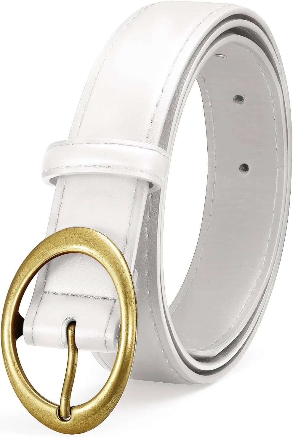 SANSTHS Women Leather Belts for Jeans Pants Dresses Fashion Ladies Waist Belt Gold/Silver Buckle