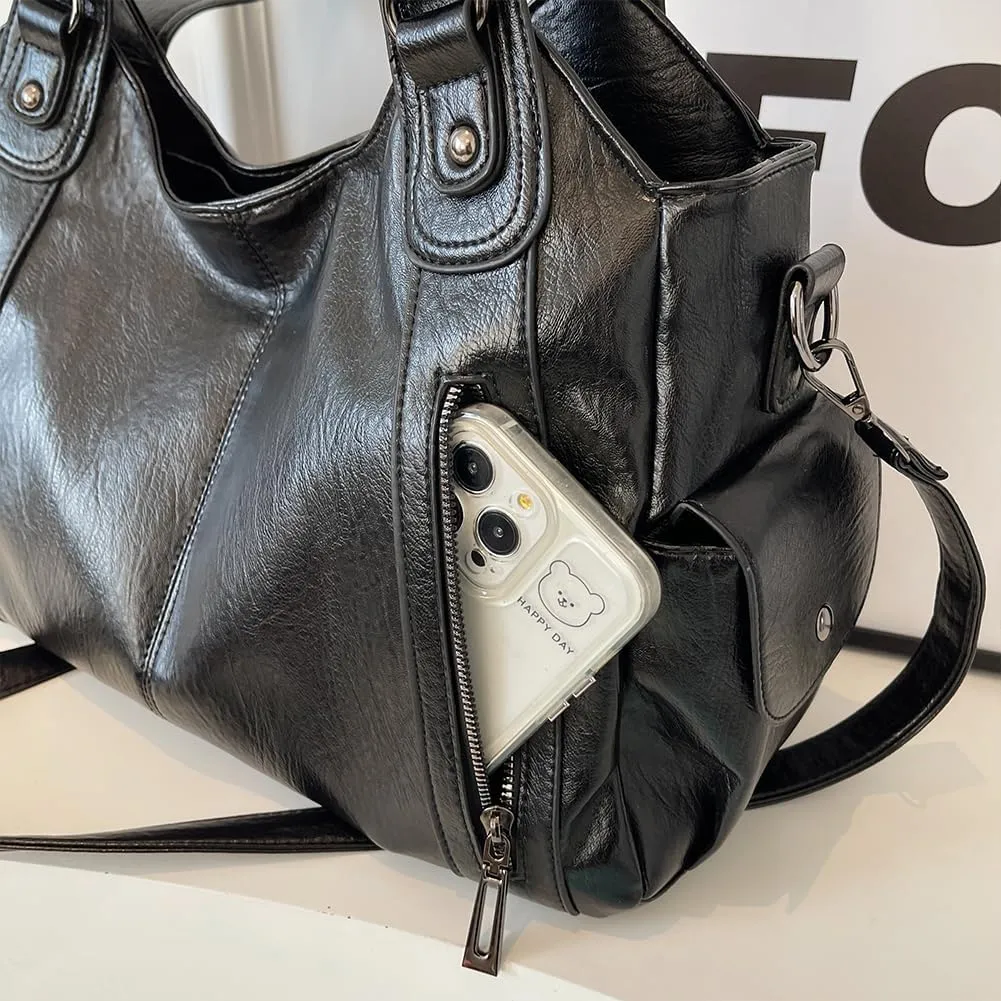 Shoulder Bags Vegan PU Leather Concealed Carry Purse for Women Crossbody Bag Multi Pockets Hobo Handbags
