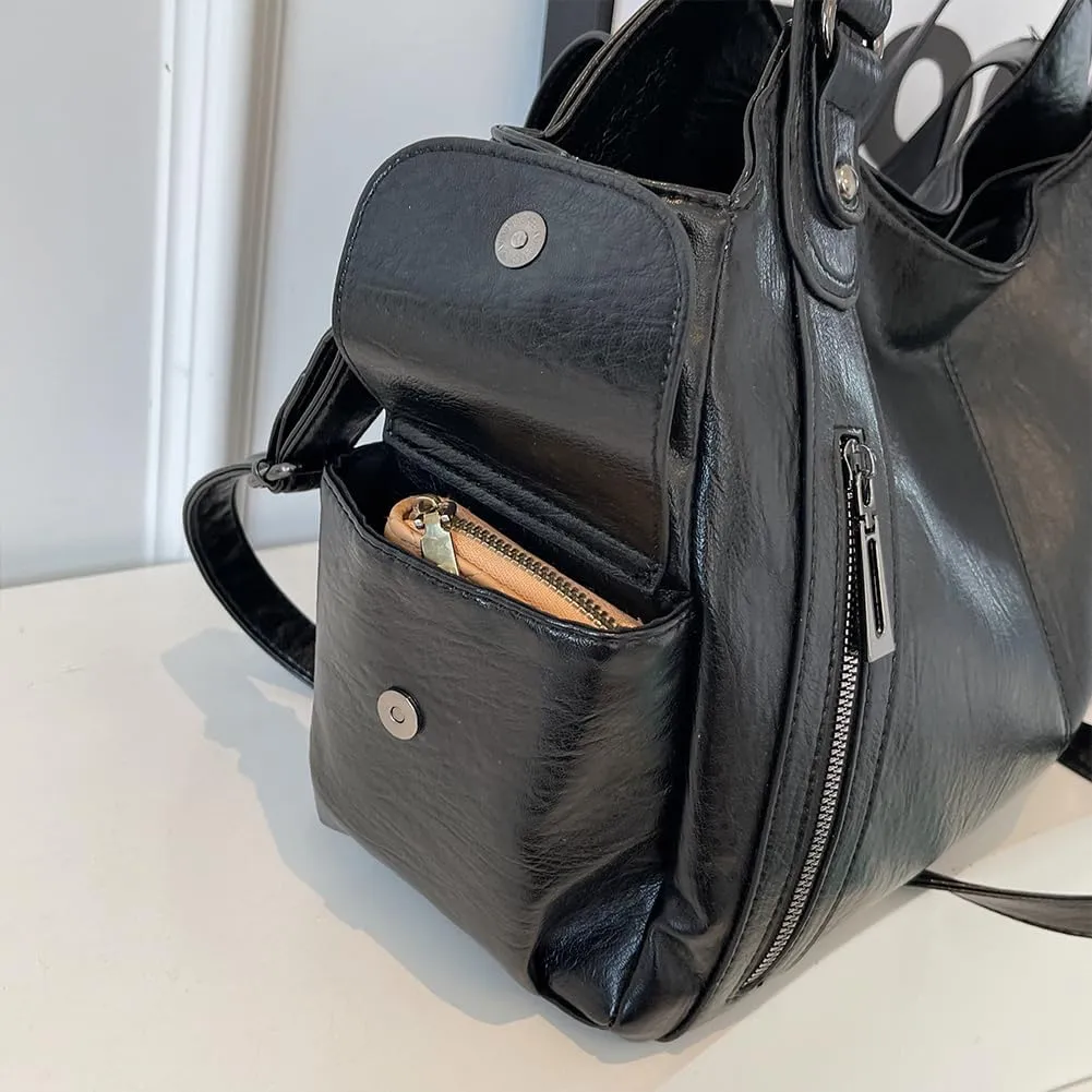 Shoulder Bags Vegan PU Leather Concealed Carry Purse for Women Crossbody Bag Multi Pockets Hobo Handbags