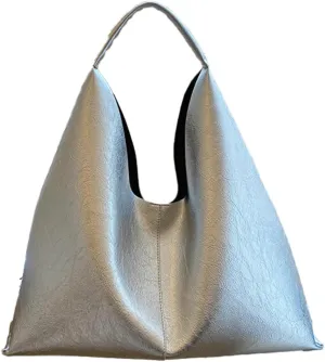 Silver Hobo Bags Women Large Shoulder Bag Cute Solid Purses Satchels Bag College Work Travel Tote Handbag 2024