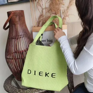 Slouchy Crochet Tote Bag Women Knit Hobo Bags Stripe Shoulder Bag CrossBody Purse Trendy Knitted Travel Satchels Handbag