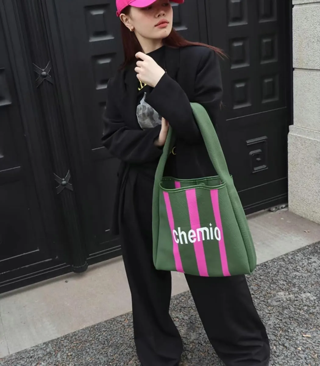 Slouchy Crochet Tote Bag Women Knit Hobo Bags Stripe Shoulder Bag Trendy CrossBody Purse Knitted Travel Satchels Handbag