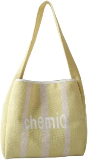 Slouchy Crochet Tote Bag Women Knit Hobo Bags Stripe Shoulder Bag Trendy CrossBody Purse Knitted Travel Satchels Handbag