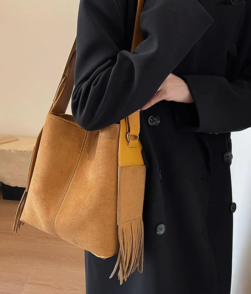 Slouchy Crossbody Bags Women Suede Satchels Underarm Shoulder Bag Purse Top-handle Travel Tote Handbag 2024