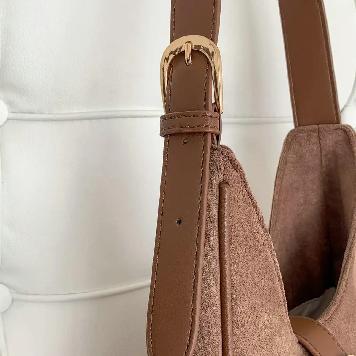 Slouchy Hobo Bags Women Retro Suede Underarm Shoulder Bag Crossbody Purse Crescent Satchels Top-Handle Tote Handbag 2024