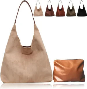 Slouchy Hobo Bags Women Suede Crescent Satchels Shoulder Bag Crossbody Purse,Brown Suede Bag,Slouchy Suede Tote Bag