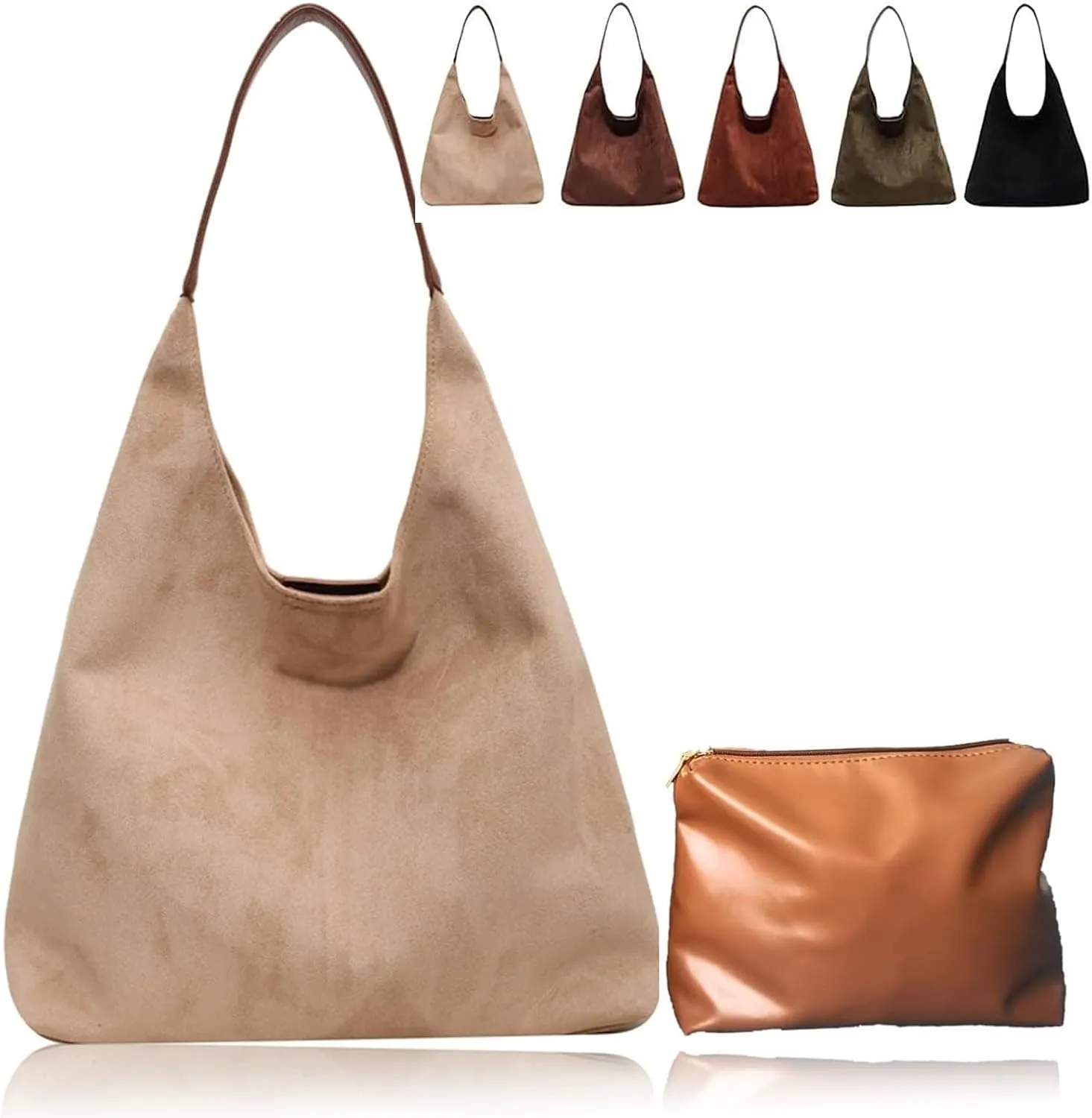 Slouchy Hobo Bags Women Suede Crescent Satchels Shoulder Bag Crossbody Purse,Brown Suede Bag,Slouchy Suede Tote Bag