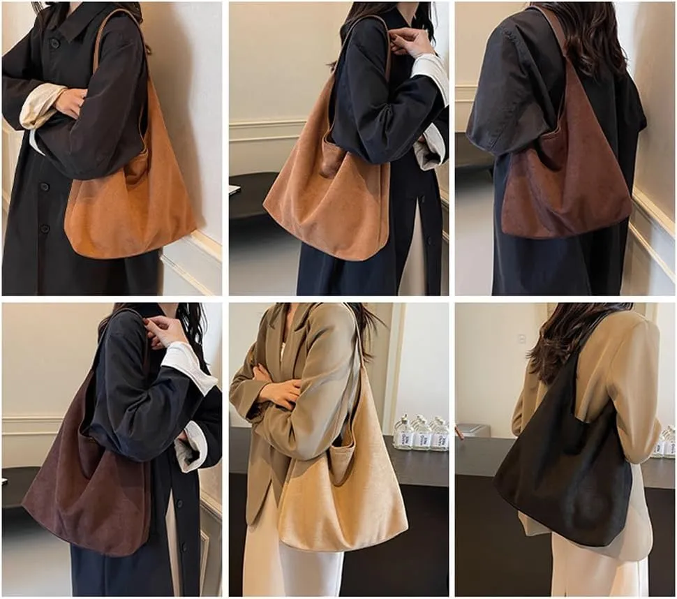 Slouchy Hobo Bags Women Suede Crescent Satchels Shoulder Bag Crossbody Purse,Brown Suede Bag,Slouchy Suede Tote Bag