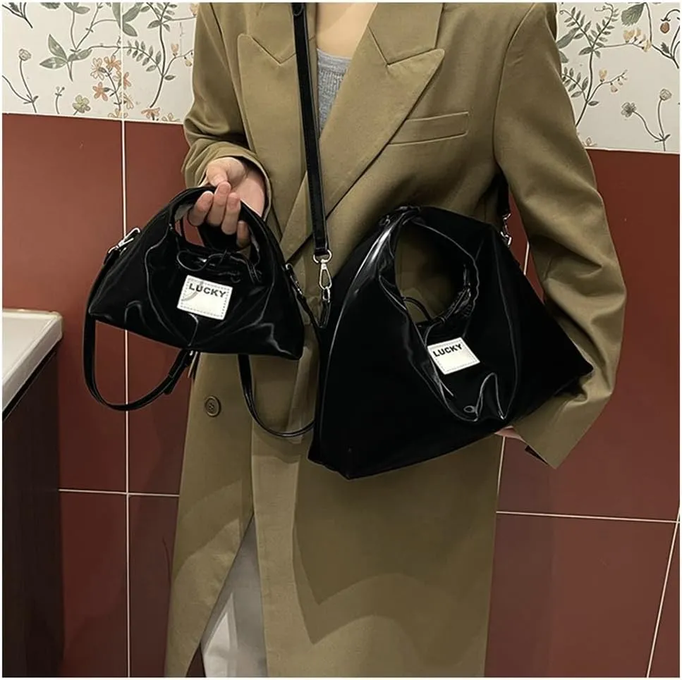 Slouchy PU Leather Crescent Hobo Bags Women Trendy Crossbody Purse Satchels Shoulder Bag Dumpling Top-handle Tote Handbag