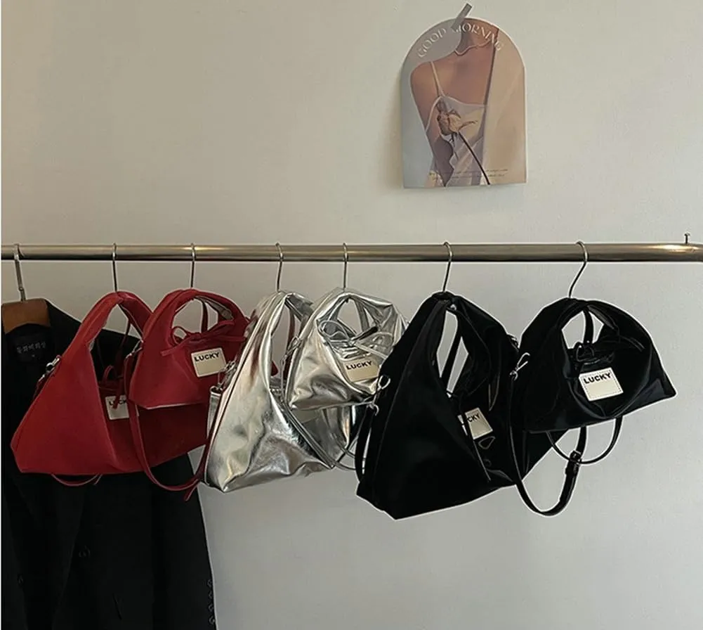 Slouchy PU Leather Crescent Hobo Bags Women Trendy Crossbody Purse Satchels Shoulder Bag Dumpling Top-handle Tote Handbag