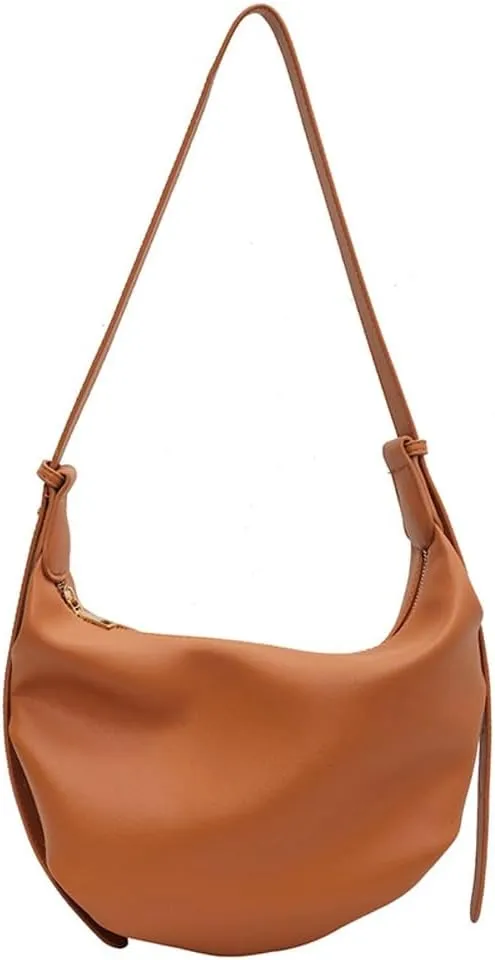 Slouchy PU Leather Crescent Hobo Bags Women Underarm Crossbody Purse Trendy Satchels Shoulder Bag Top-handle Tote Handbag
