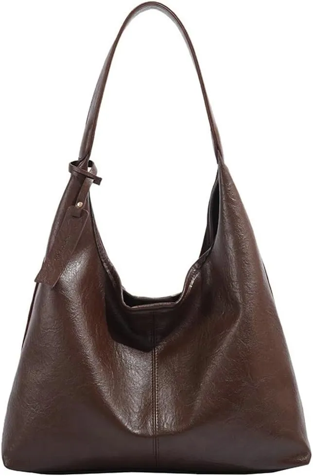 Slouchy PU Leather Crescent Shoulder Bag Women Hobo Bags Trendy Crossbody Purse Satchels Cute Top-handle Tote Handbag 2024